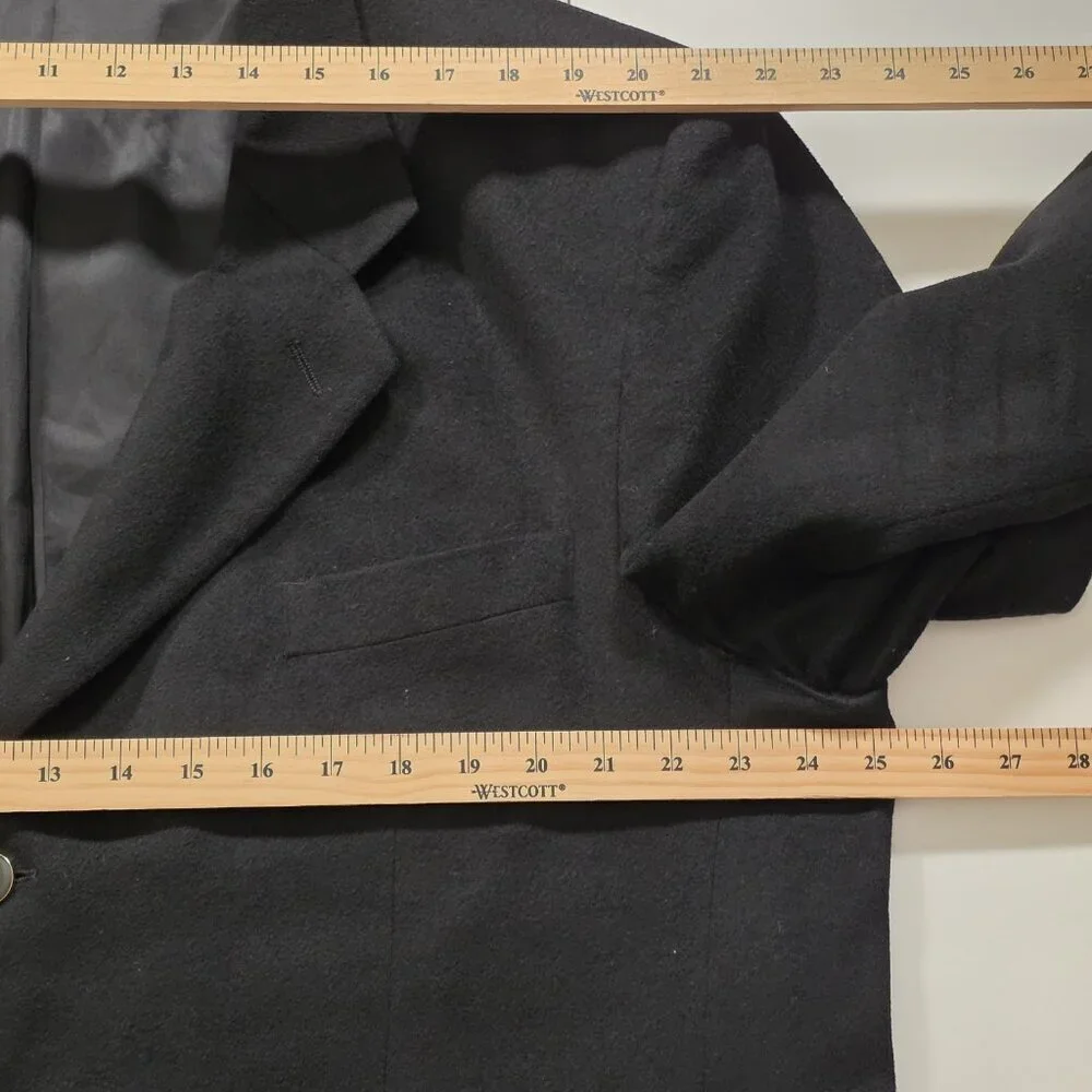 Saxon Cashmere Blazer Men US 50 Sport Coat Blck Lined Union Made 3B Ventless VTG